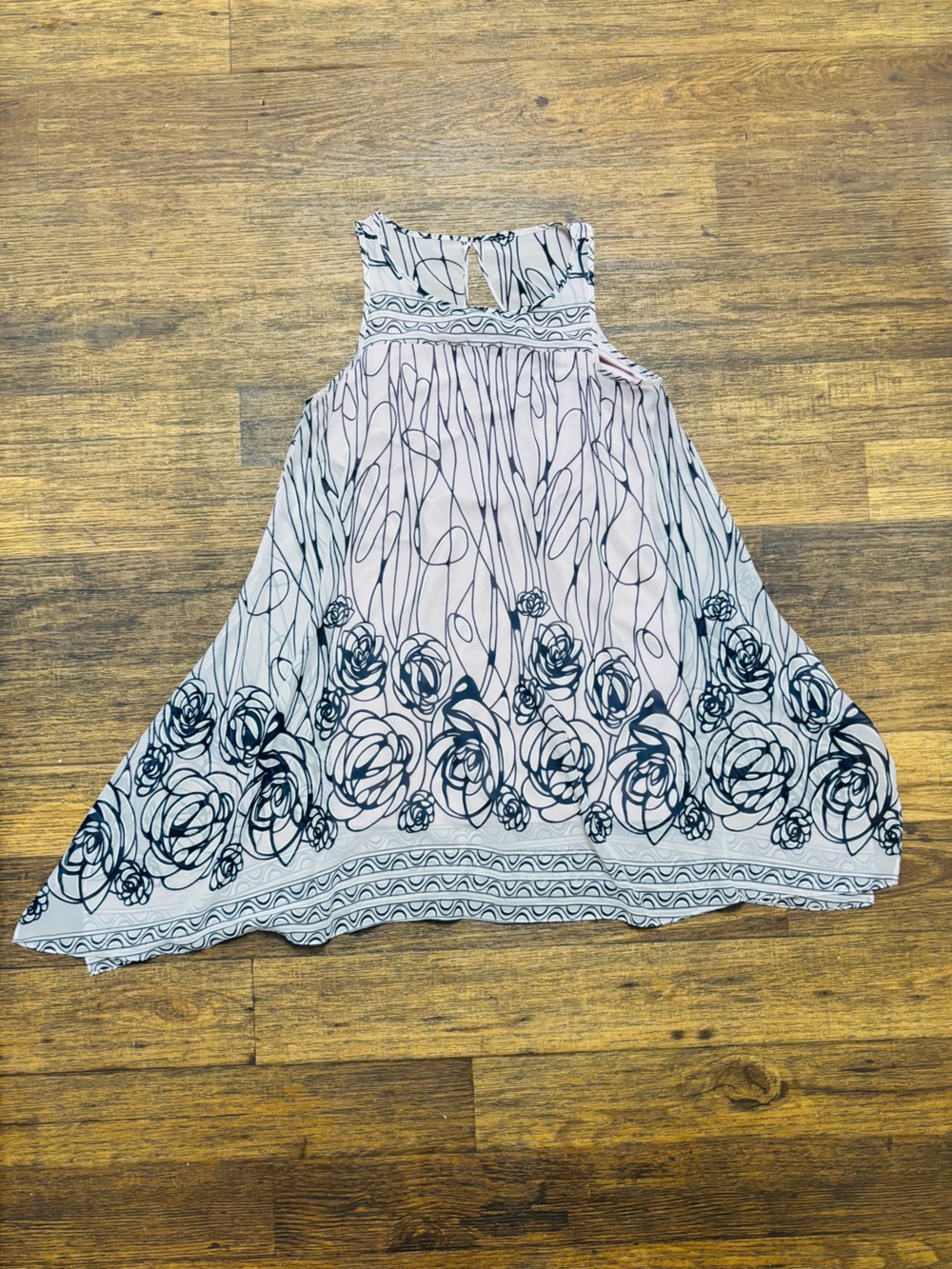 Robbie Bee Pink and Black Floral Print flowy dress